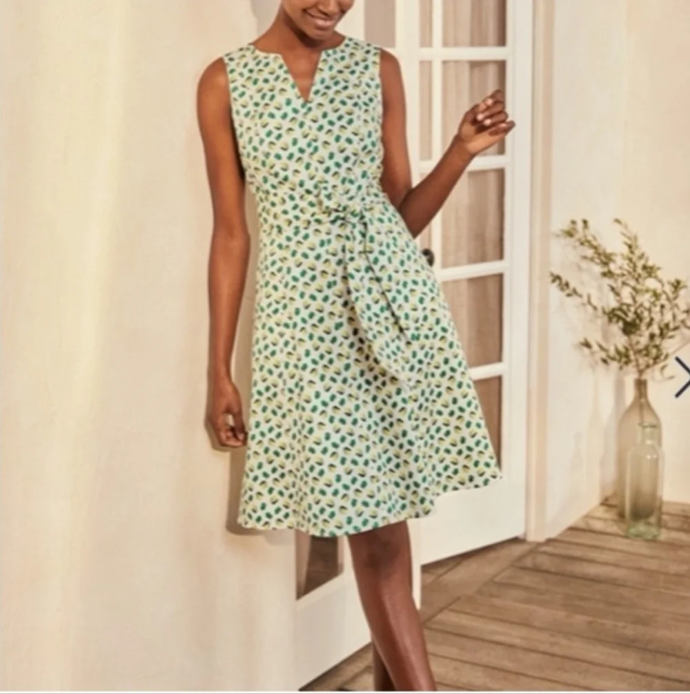 Boden Mischa Belted Lemon & Lime Dress Sz 14R NWT - Picture 2 of 13
